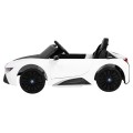 BMW I8 Lift Auto na batériu Biele + Ovládač + Pomalý štart + 3-bodové pásy + MP3 USB + LED