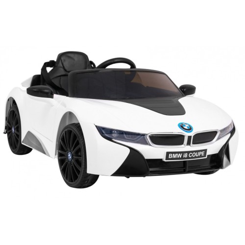 BMW I8 Lift Auto na batériu Biele + Ovládač + Pomalý štart + 3-bodové pásy + MP3 USB + LED