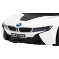 BMW I8 Lift Auto na batériu Biele + Ovládač + Pomalý štart + 3-bodové pásy + MP3 USB + LED