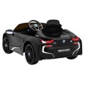 BMW I8 Lift Auto na batériu Čierne + Ovládač + Pomalý štart + 3-bodové pásy + MP3 USB + LED