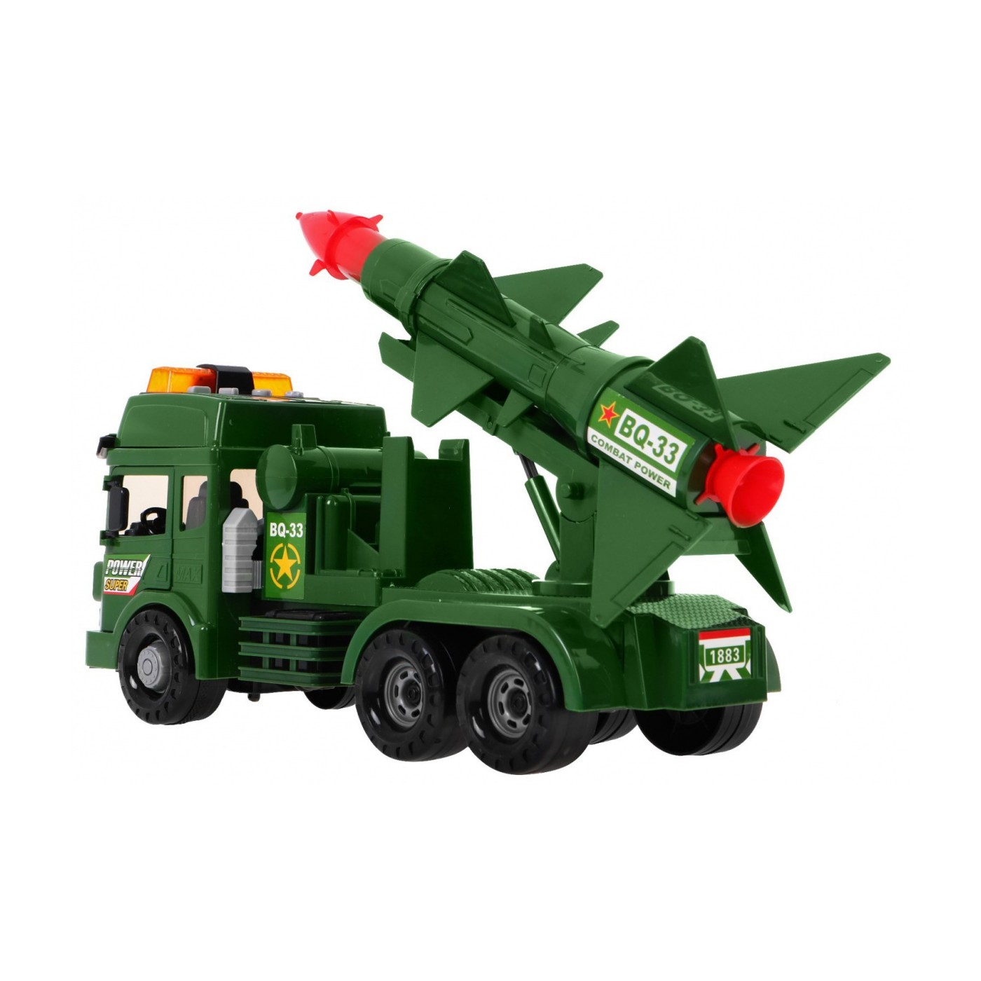 Autíčko vojenské s odpaľovaním rakiet Zvuky