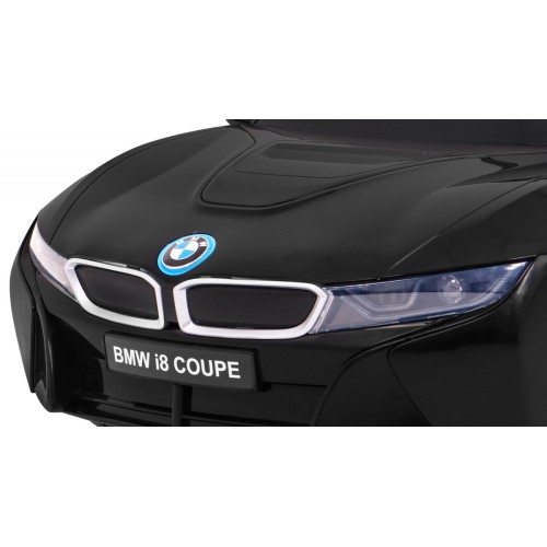 BMW I8 Lift Auto na batériu Čierne + Ovládač + Pomalý štart + 3-bodové pásy + MP3 USB + LED