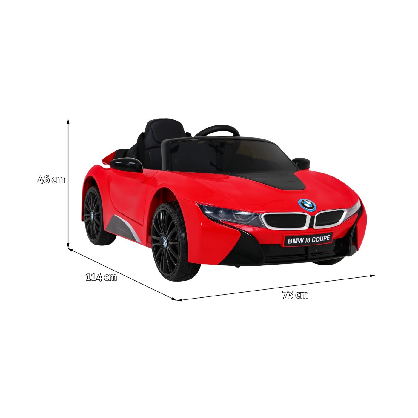 BMW I8 Lift Auto na batériu Červené + Ovládač + Pomalý štart + 3-bodové pásy + MP3 USB + LED