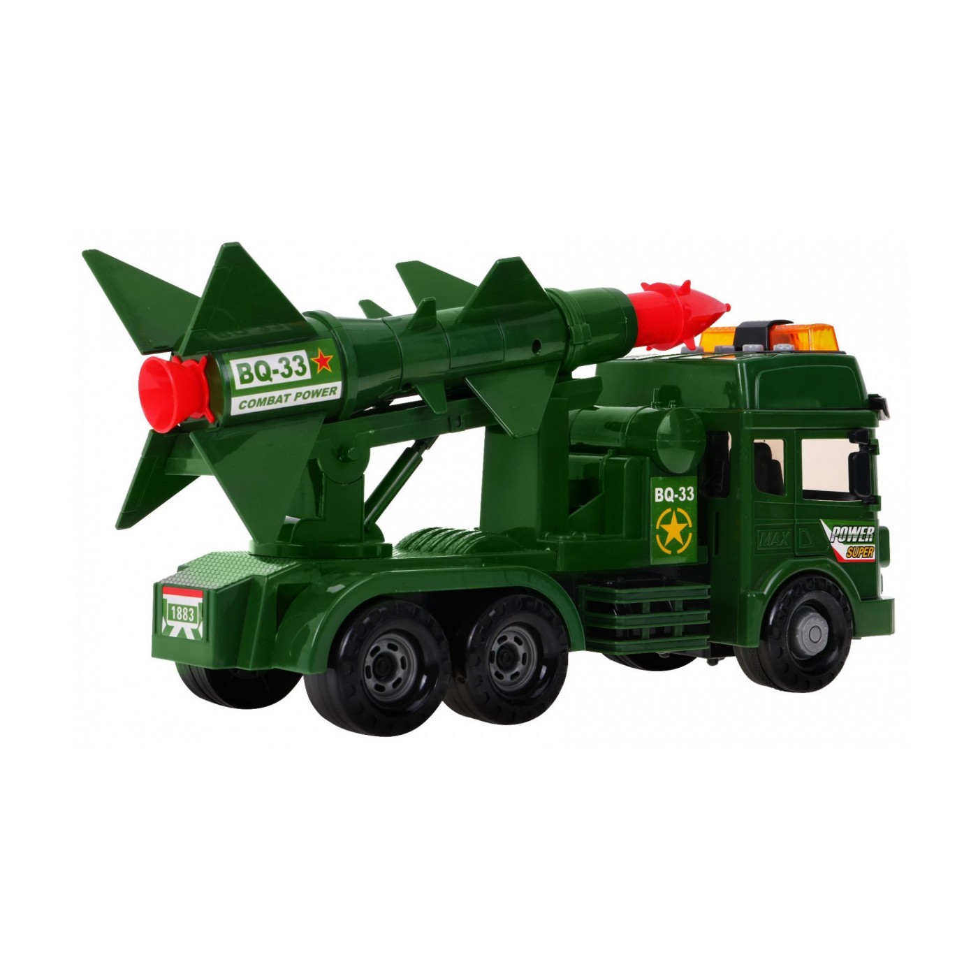 Autíčko vojenské s odpaľovaním rakiet Zvuky