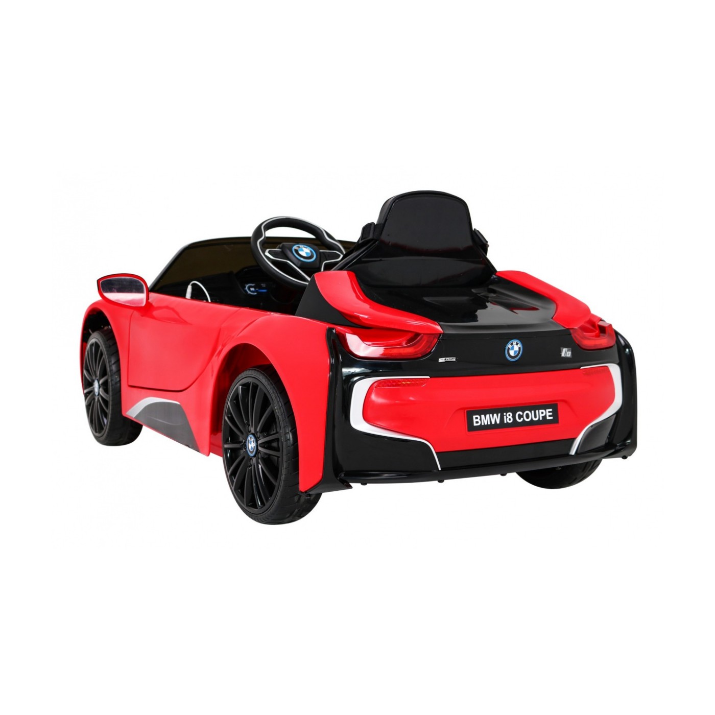 BMW I8 Lift Auto na batériu Červené + Ovládač + Pomalý štart + 3-bodové pásy + MP3 USB + LED