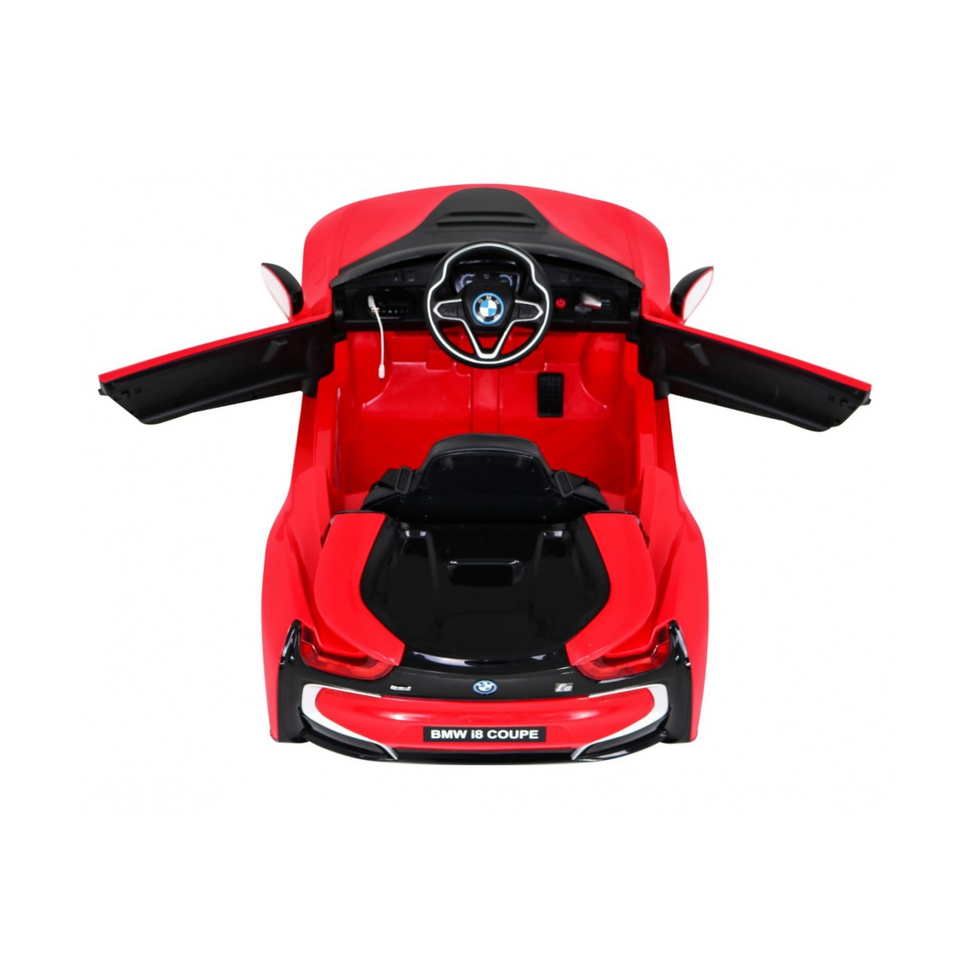BMW I8 Lift Auto na batériu Červené + Ovládač + Pomalý štart + 3-bodové pásy + MP3 USB + LED