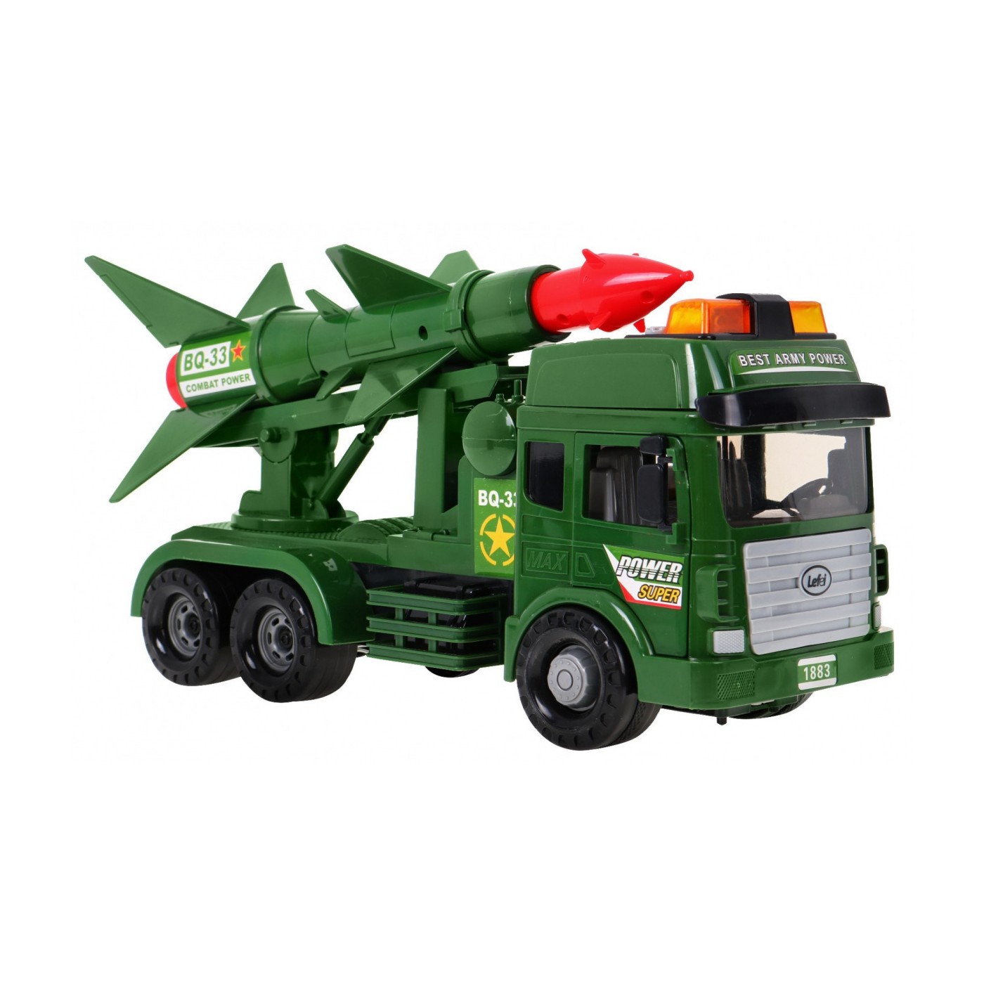 Autíčko vojenské s odpaľovaním rakiet Zvuky