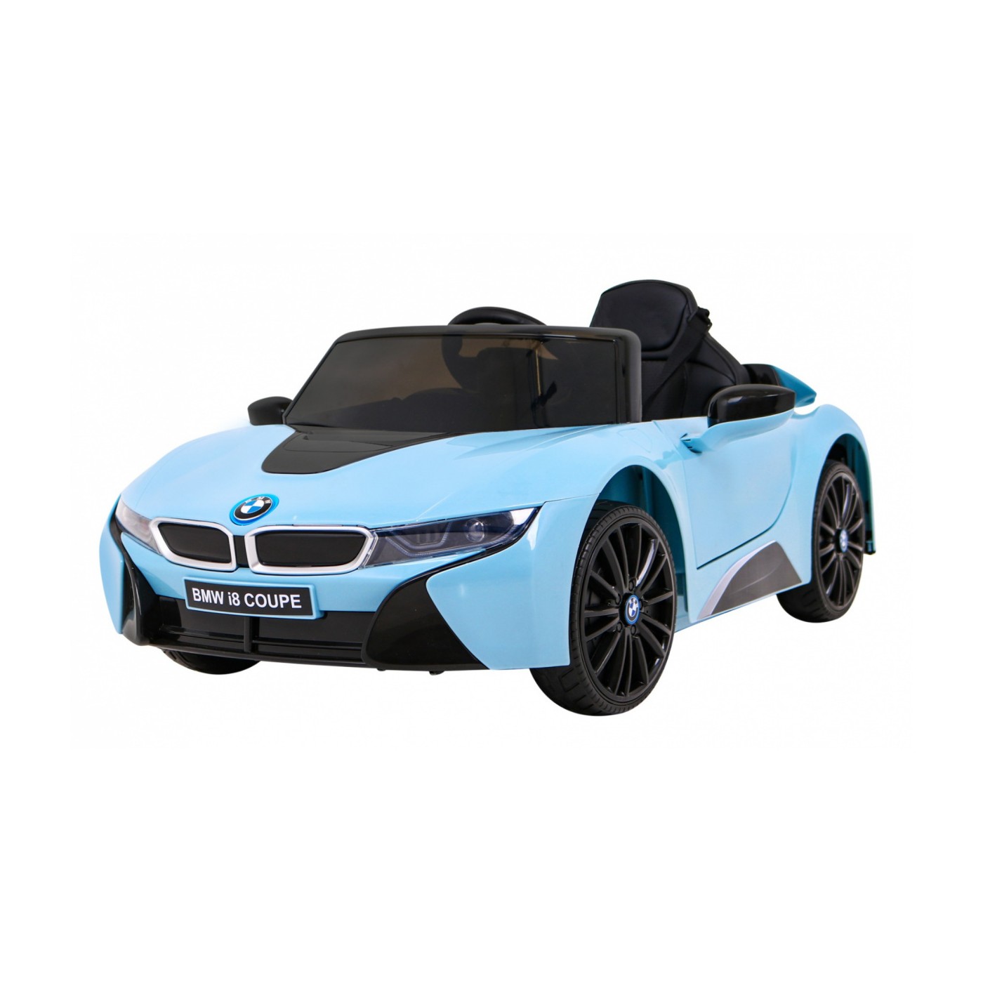 BMW I8 Lift Auto na batériu Modré + Ovládač + Pomalý štart + 3-bodové pásy + MP3 USB + LED
