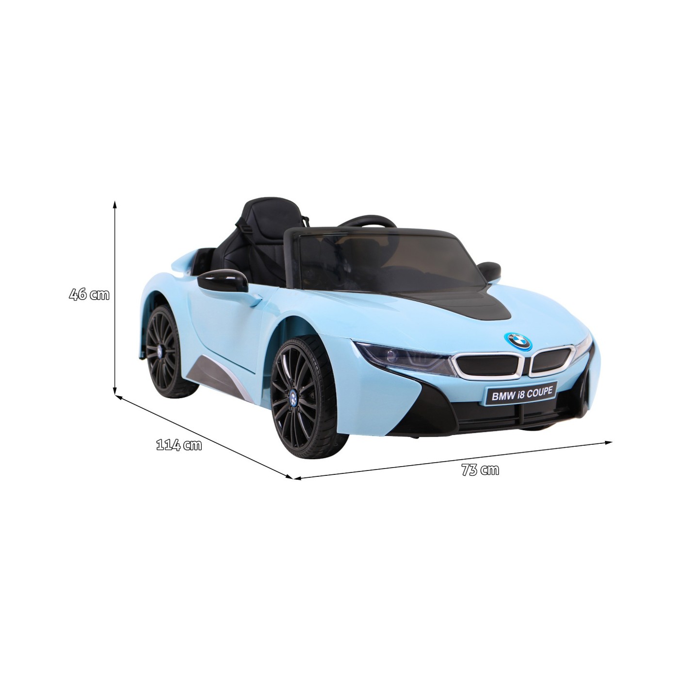 BMW I8 Lift Auto na batériu Modré + Ovládač + Pomalý štart + 3-bodové pásy + MP3 USB + LED