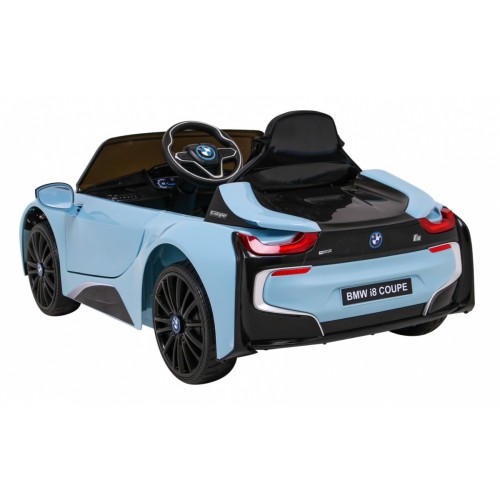 BMW I8 Lift Auto na batériu Modré + Ovládač + Pomalý štart + 3-bodové pásy + MP3 USB + LED