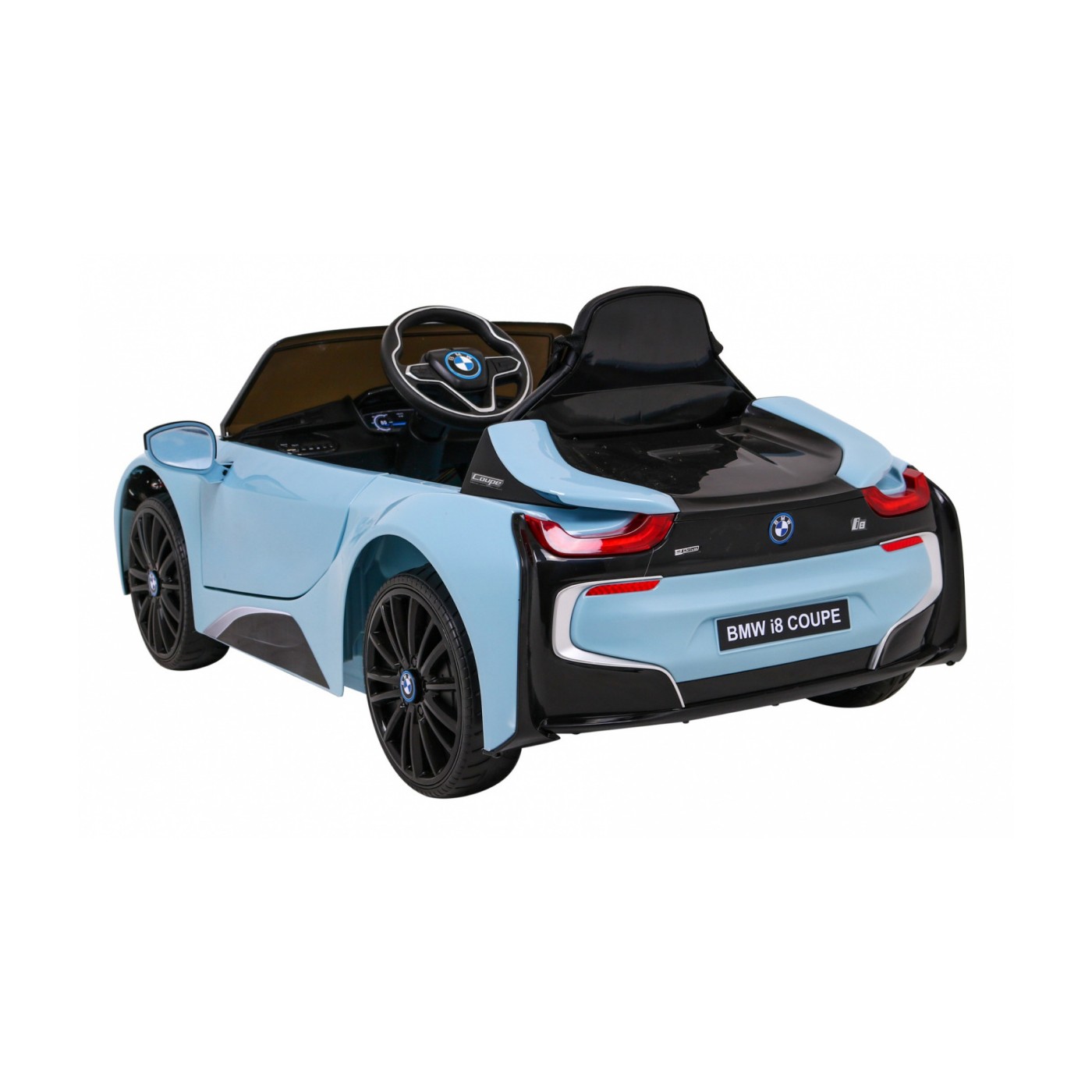 BMW I8 Lift Auto na batériu Modré + Ovládač + Pomalý štart + 3-bodové pásy + MP3 USB + LED