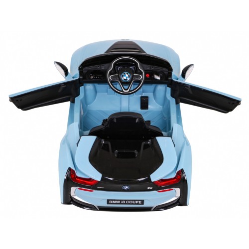BMW I8 Lift Auto na batériu Modré + Ovládač + Pomalý štart + 3-bodové pásy + MP3 USB + LED