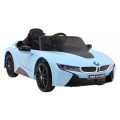 BMW I8 Lift Auto na batériu Modré + Ovládač + Pomalý štart + 3-bodové pásy + MP3 USB + LED