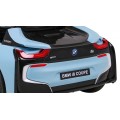 BMW I8 Lift Auto na batériu Modré + Ovládač + Pomalý štart + 3-bodové pásy + MP3 USB + LED