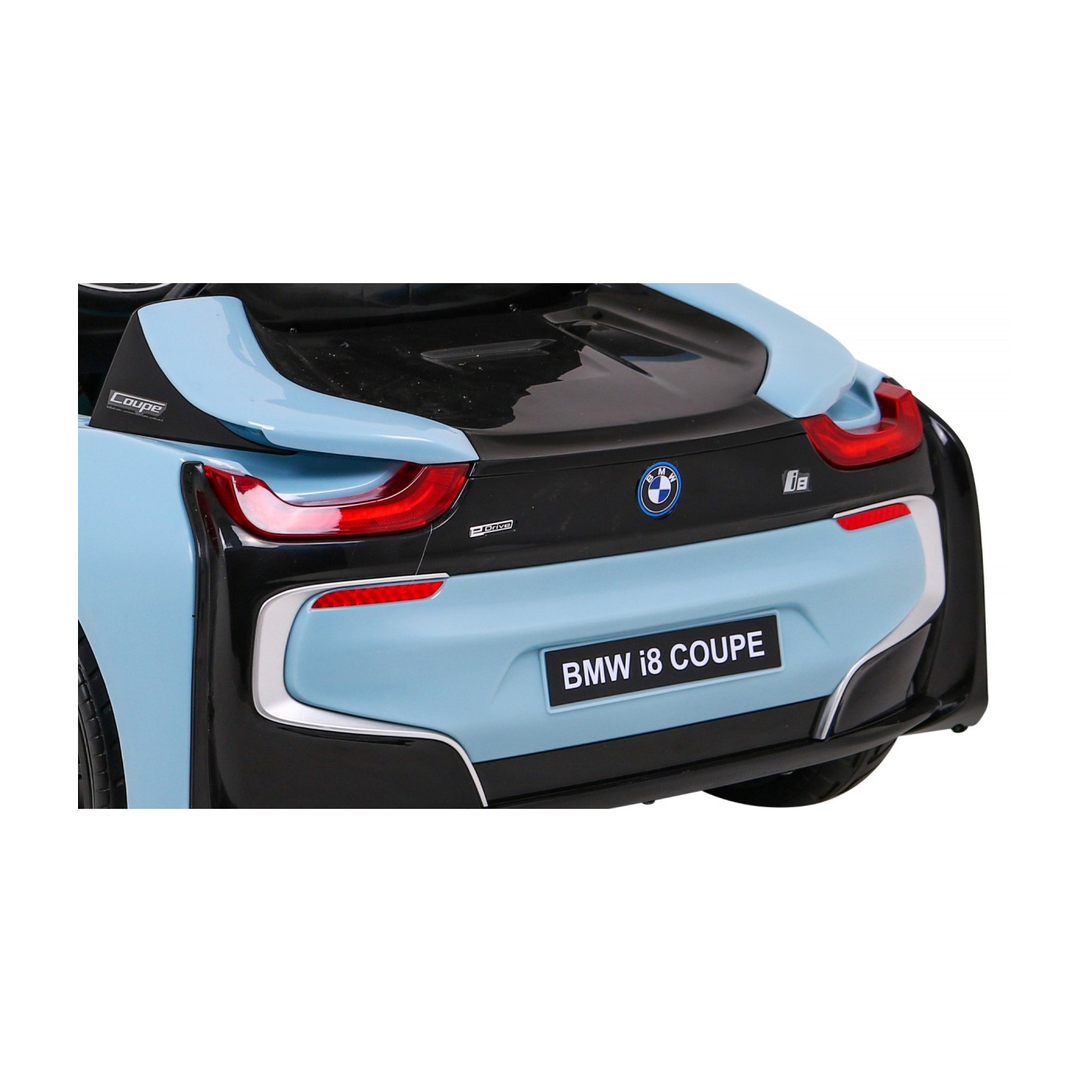BMW I8 Lift Auto na batériu Modré + Ovládač + Pomalý štart + 3-bodové pásy + MP3 USB + LED