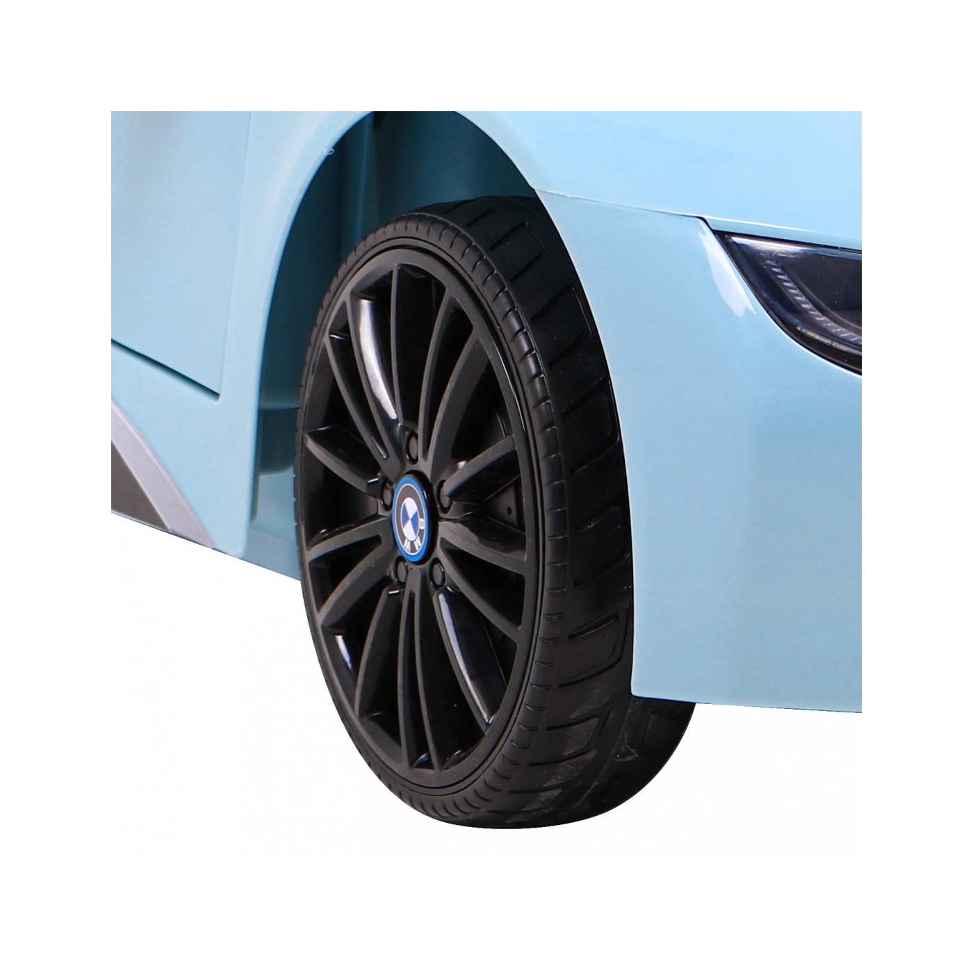 BMW I8 Lift Auto na batériu Modré + Ovládač + Pomalý štart + 3-bodové pásy + MP3 USB + LED