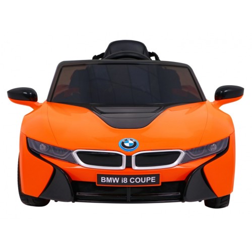 BMW I8 Lift Auto na batériu Oranžové + Ovládač + Pomalý štart + 3-bodové pásy + MP3 USB + LED