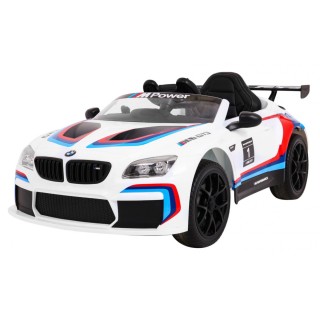 BMW M6 GT3 Auto na batériu pre deti Biele + Vetráčik + Zvuky MP3 Svietidlá + Ovládač
