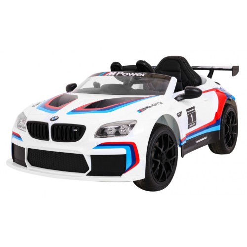 BMW M6 GT3 Auto na batériu pre deti Biele + Vetráčik + Zvuky MP3 Svietidlá + Ovládač