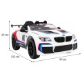 BMW M6 GT3 Auto na batériu pre deti Biele + Vetráčik + Zvuky MP3 Svietidlá + Ovládač