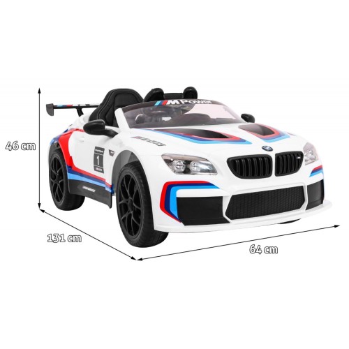 BMW M6 GT3 Auto na batériu pre deti Biele + Vetráčik + Zvuky MP3 Svietidlá + Ovládač