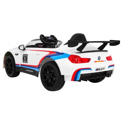 BMW M6 GT3 Auto na batériu pre deti Biele + Vetráčik + Zvuky MP3 Svietidlá + Ovládač