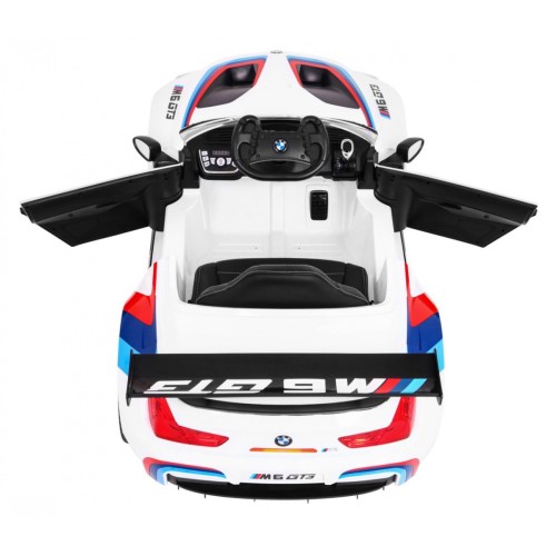 BMW M6 GT3 Auto na batériu pre deti Biele + Vetráčik + Zvuky MP3 Svietidlá + Ovládač
