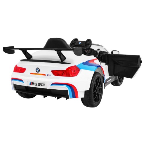 BMW M6 GT3 Auto na batériu pre deti Biele + Vetráčik + Zvuky MP3 Svietidlá + Ovládač