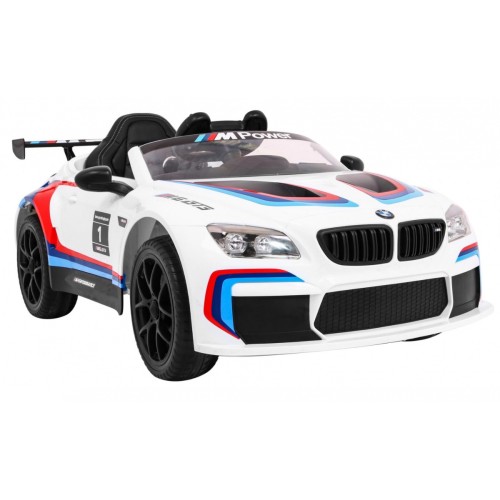 BMW M6 GT3 Auto na batériu pre deti Biele + Vetráčik + Zvuky MP3 Svietidlá + Ovládač
