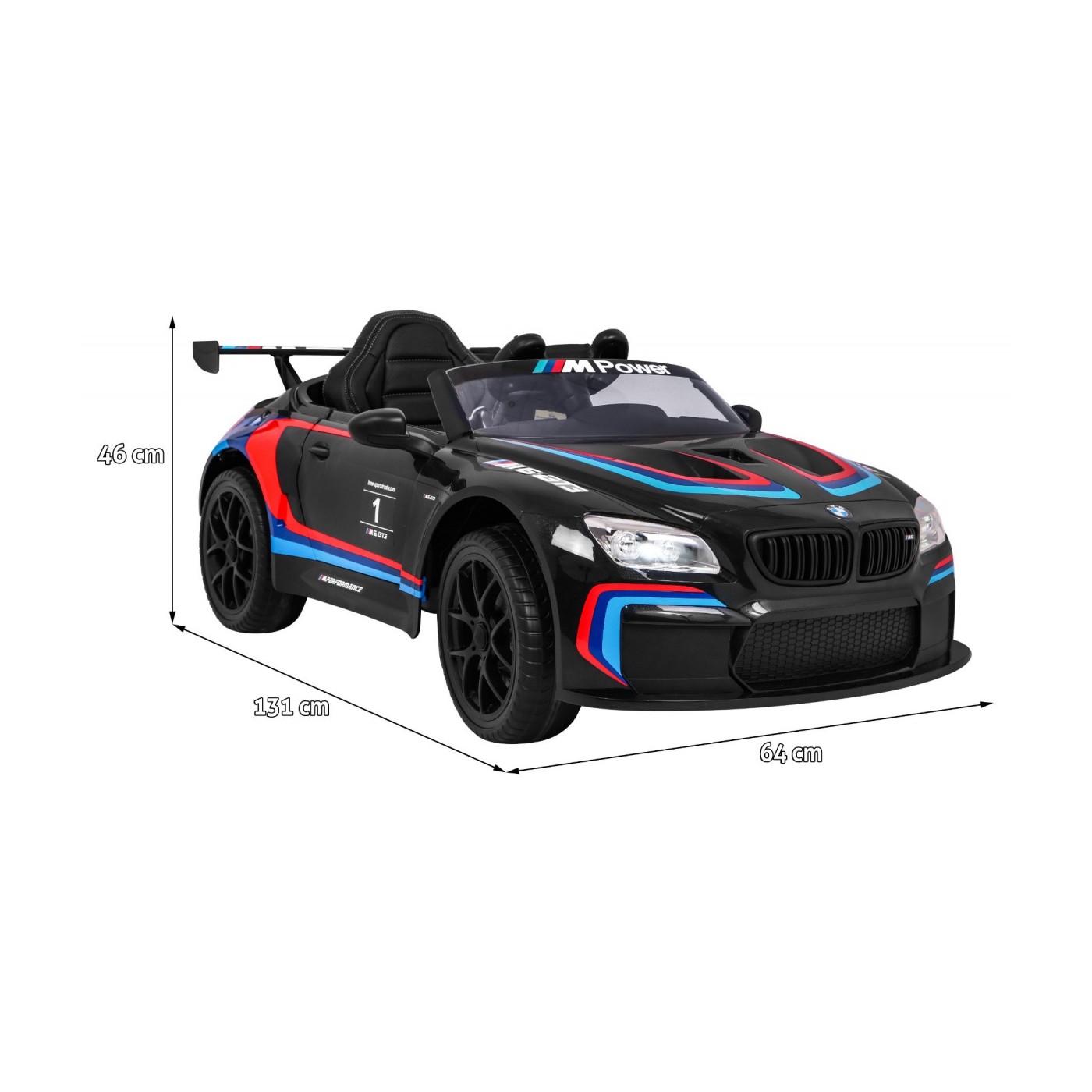 BMW M6 GT3 Auto na batériu pre deti Čierne + Vetráčik + Zvuky MP3 Svietidlá + Ovládač