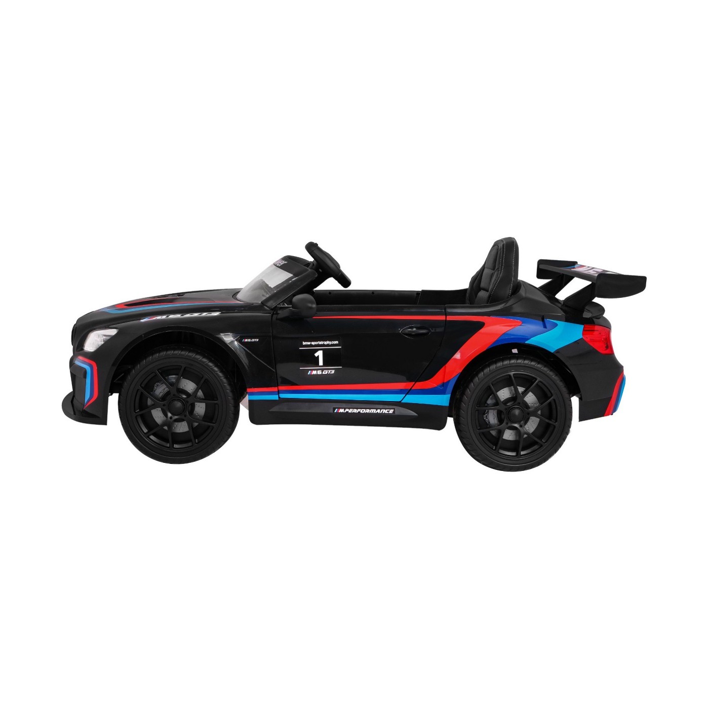 BMW M6 GT3 Auto na batériu pre deti Čierne + Vetráčik + Zvuky MP3 Svietidlá + Ovládač