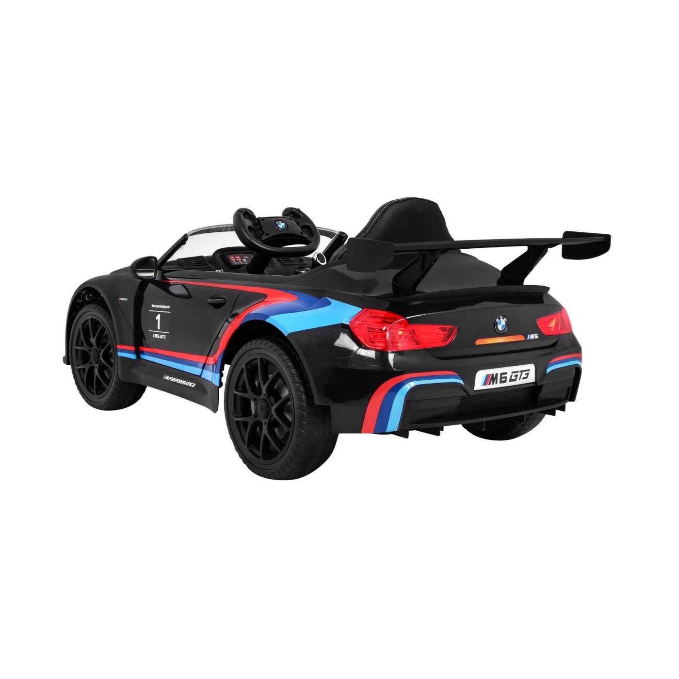 BMW M6 GT3 Auto na batériu pre deti Čierne + Vetráčik + Zvuky MP3 Svietidlá + Ovládač