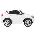 BMW X6M XXL pre 2 deti Biely + Ovládač + Ekokoža + Pásy + Pomalý štart + MP3 USB + LED