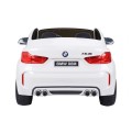 BMW X6M XXL pre 2 deti Biely + Ovládač + Ekokoža + Pásy + Pomalý štart + MP3 USB + LED