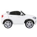 BMW X6M XXL pre 2 deti Biely + Ovládač + Ekokoža + Pásy + Pomalý štart + MP3 USB + LED