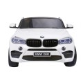 BMW X6M XXL pre 2 deti Biely + Ovládač + Ekokoža + Pásy + Pomalý štart + MP3 USB + LED