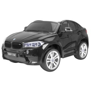 BMW X6M XXL pre 2 deti Čierny + Ovládač + Ekokoža + Pásy + Pomalý štart + MP3 USB + LED