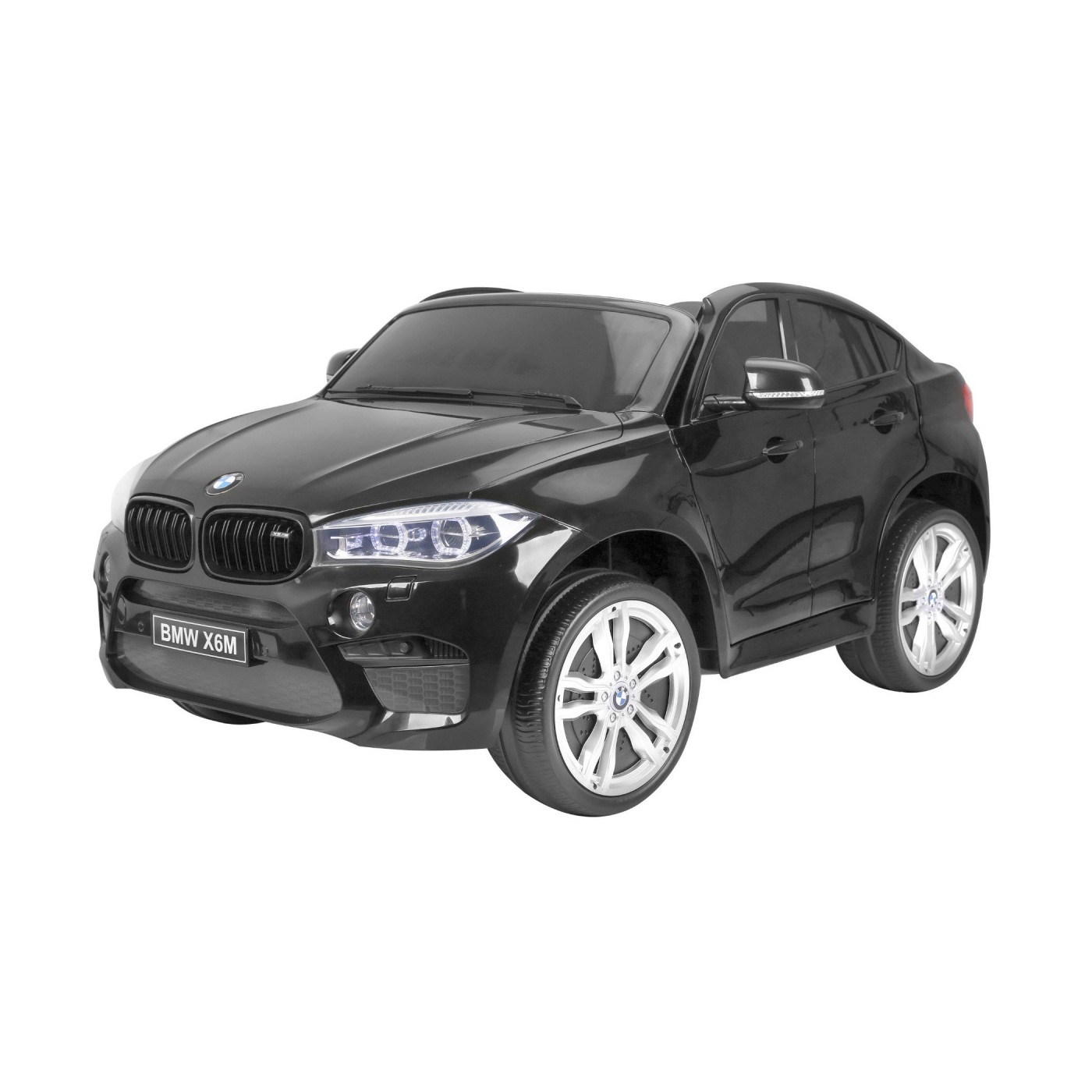 BMW X6M XXL pre 2 deti Čierny + Ovládač + Ekokoža + Pásy + Pomalý štart + MP3 USB + LED