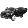 BMW X6M XXL pre 2 deti Čierny + Ovládač + Ekokoža + Pásy + Pomalý štart + MP3 USB + LED