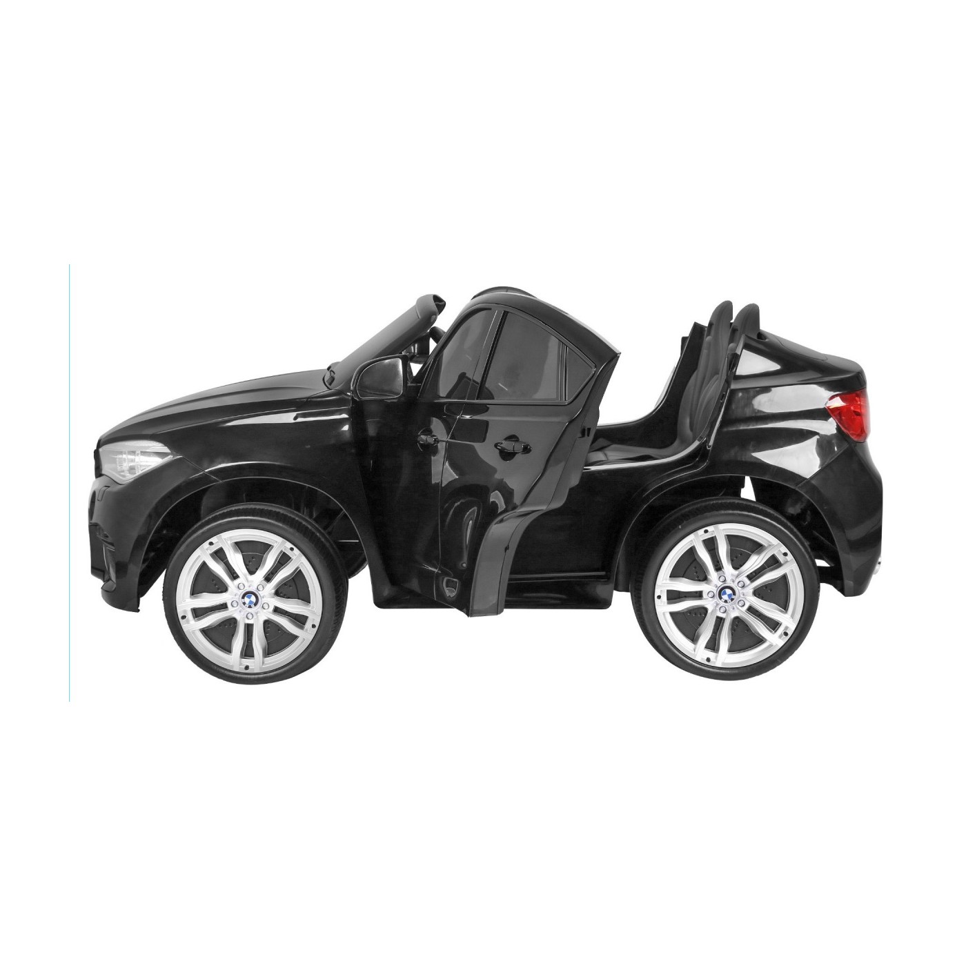 BMW X6M XXL pre 2 deti Čierny + Ovládač + Ekokoža + Pásy + Pomalý štart + MP3 USB + LED
