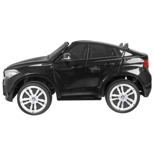 BMW X6M XXL pre 2 deti Čierny + Ovládač + Ekokoža + Pásy + Pomalý štart + MP3 USB + LED