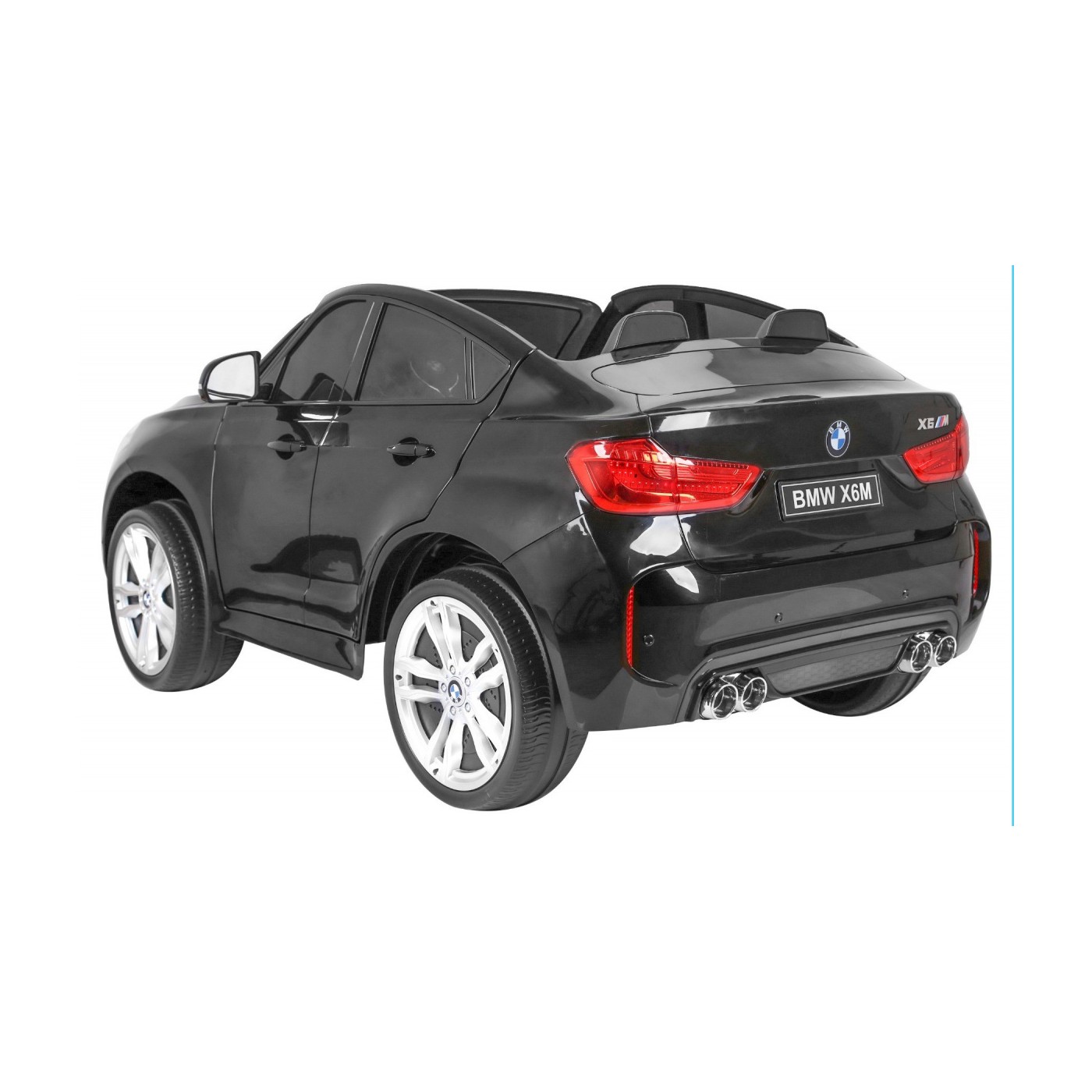 BMW X6M XXL pre 2 deti Čierny + Ovládač + Ekokoža + Pásy + Pomalý štart + MP3 USB + LED