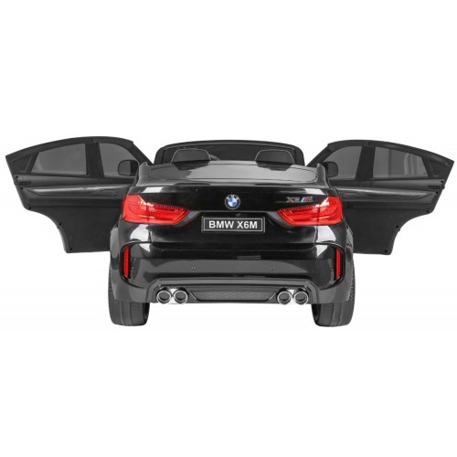BMW X6M XXL pre 2 deti Čierny + Ovládač + Ekokoža + Pásy + Pomalý štart + MP3 USB + LED