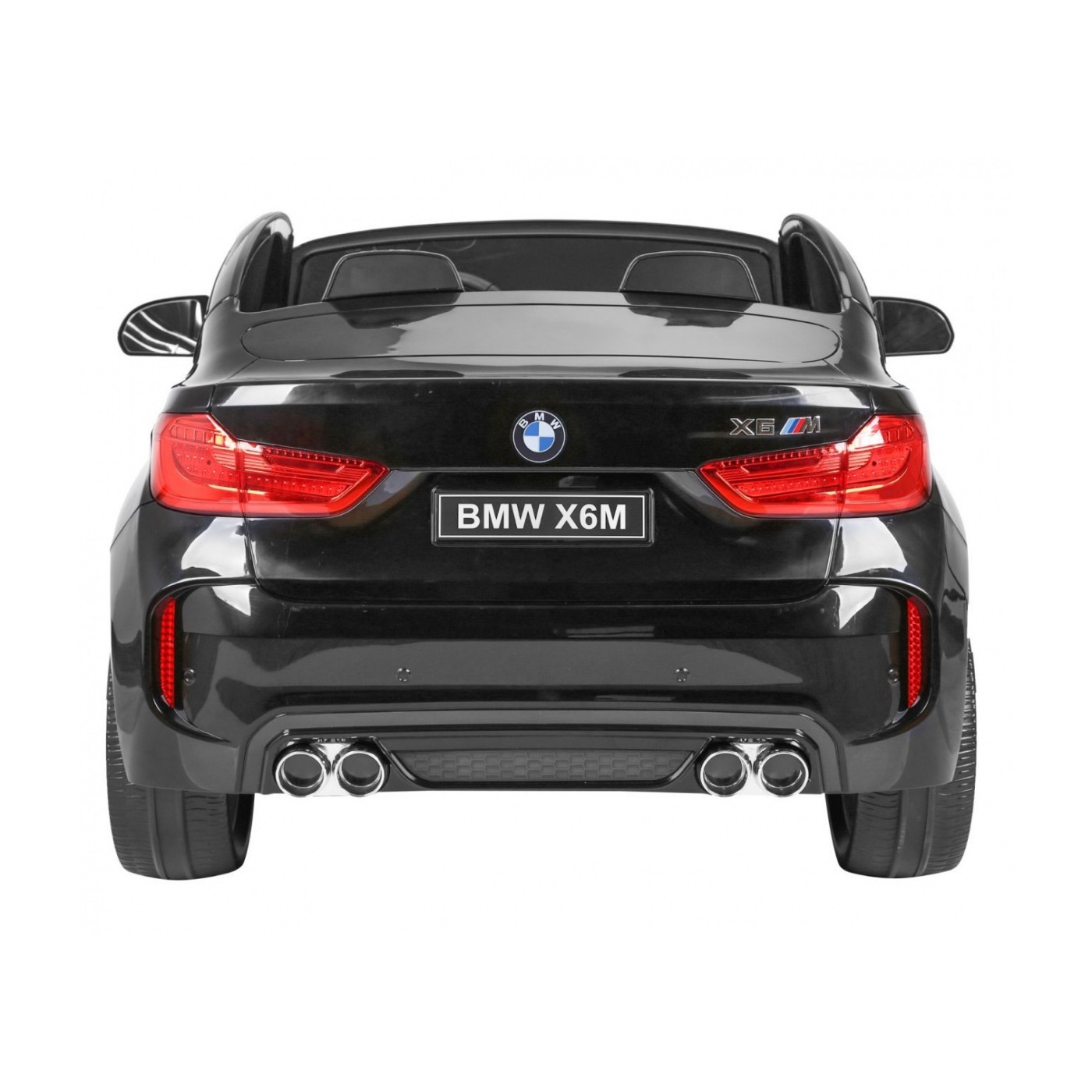 BMW X6M XXL pre 2 deti Čierny + Ovládač + Ekokoža + Pásy + Pomalý štart + MP3 USB + LED