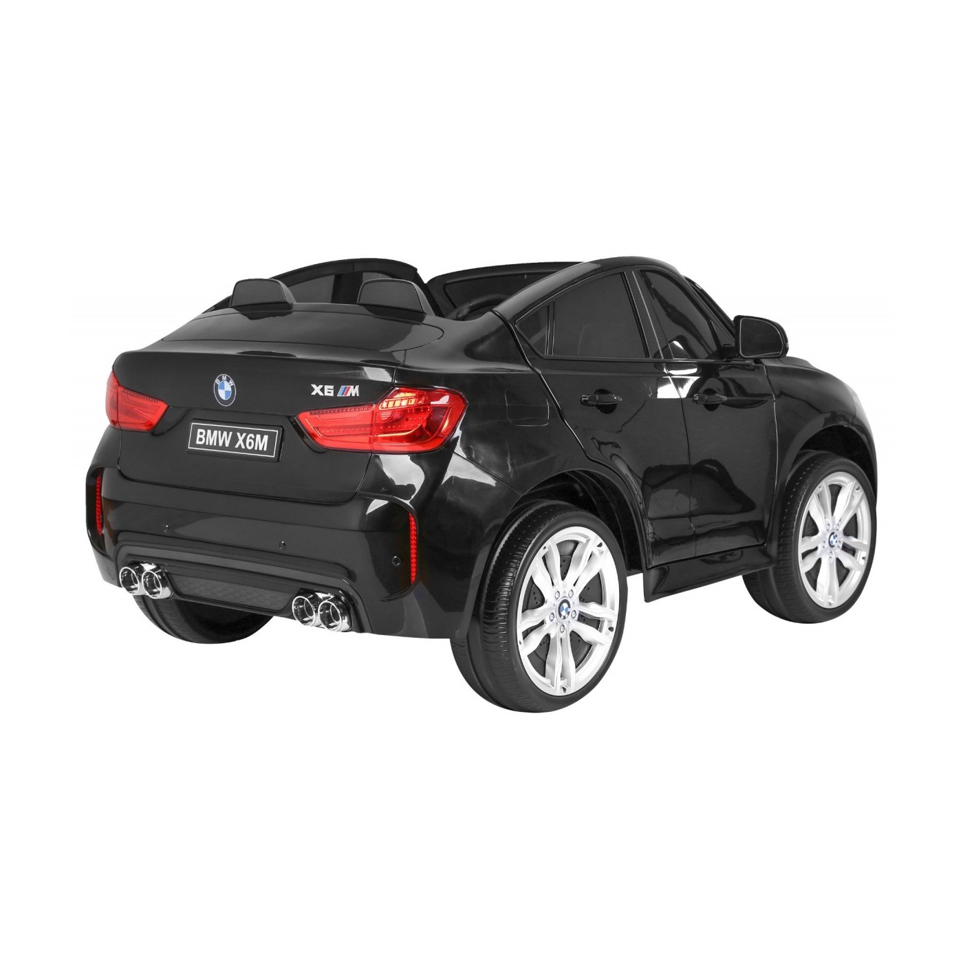 BMW X6M XXL pre 2 deti Čierny + Ovládač + Ekokoža + Pásy + Pomalý štart + MP3 USB + LED