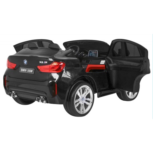 BMW X6M XXL pre 2 deti Čierny + Ovládač + Ekokoža + Pásy + Pomalý štart + MP3 USB + LED