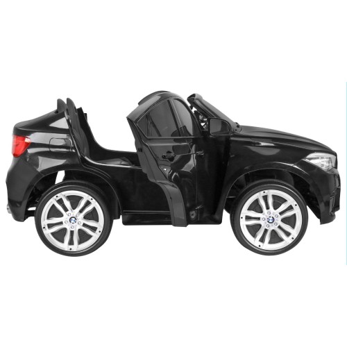 BMW X6M XXL pre 2 deti Čierny + Ovládač + Ekokoža + Pásy + Pomalý štart + MP3 USB + LED