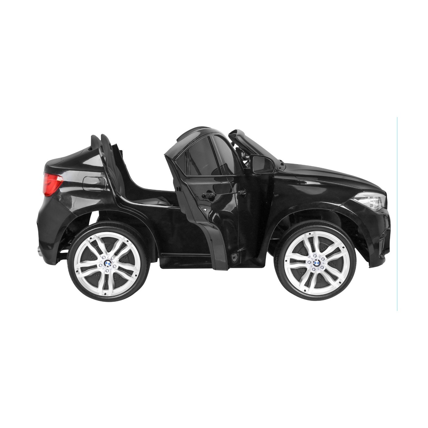 BMW X6M XXL pre 2 deti Čierny + Ovládač + Ekokoža + Pásy + Pomalý štart + MP3 USB + LED