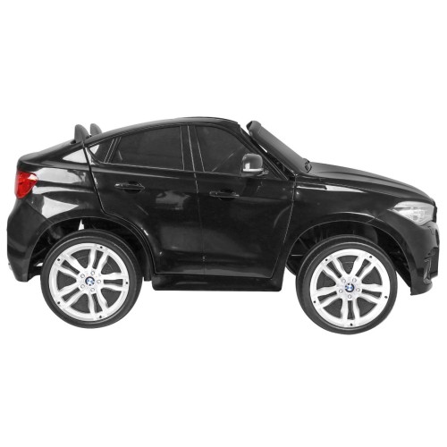 BMW X6M XXL pre 2 deti Čierny + Ovládač + Ekokoža + Pásy + Pomalý štart + MP3 USB + LED
