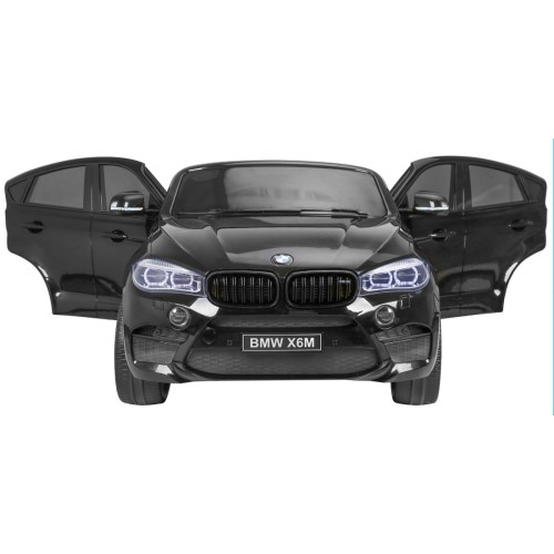 BMW X6M XXL pre 2 deti Čierny + Ovládač + Ekokoža + Pásy + Pomalý štart + MP3 USB + LED